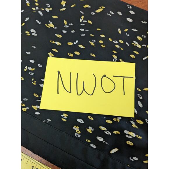 Primark Dotted Blouse 4 Black Yellow Split VNeck Long Sleeves Staple Printed Top - Picture 7 of 9